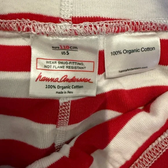 Hanna Andersson Kids Pajama Set - Green and Red Stripes size 110 5/6 - Picture 3 of 3